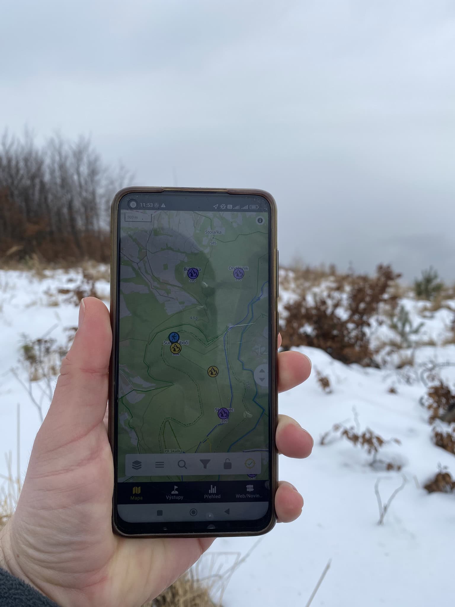 Aplikace ukazuje, že další vrchol padl. Jsem Horobraník!