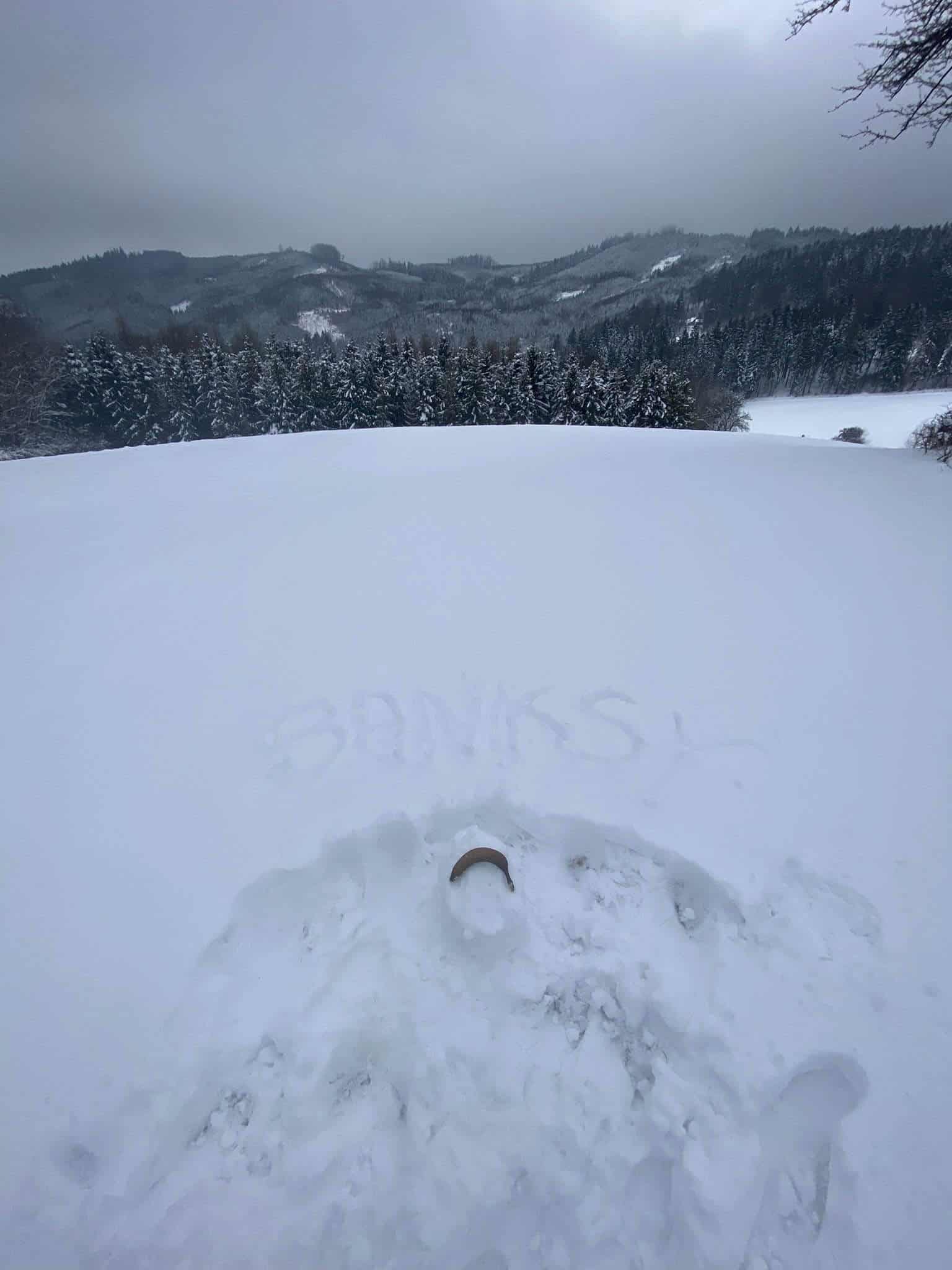 Trojka za lokální kreativitu, sněžný Banksy tady nechal svůj otisk.