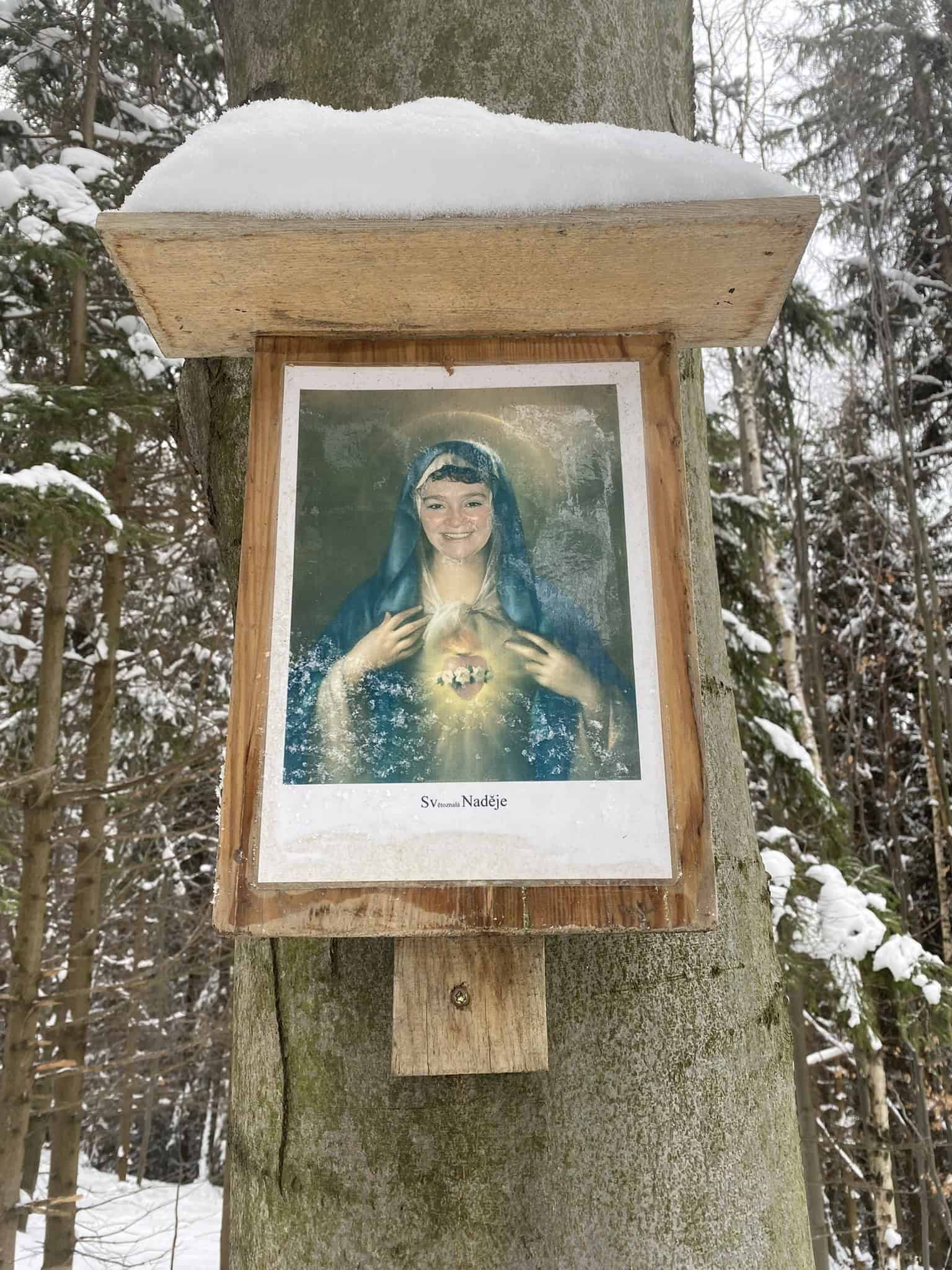 Světoznámá Naděje na nás tiše dohlíží u cesty.