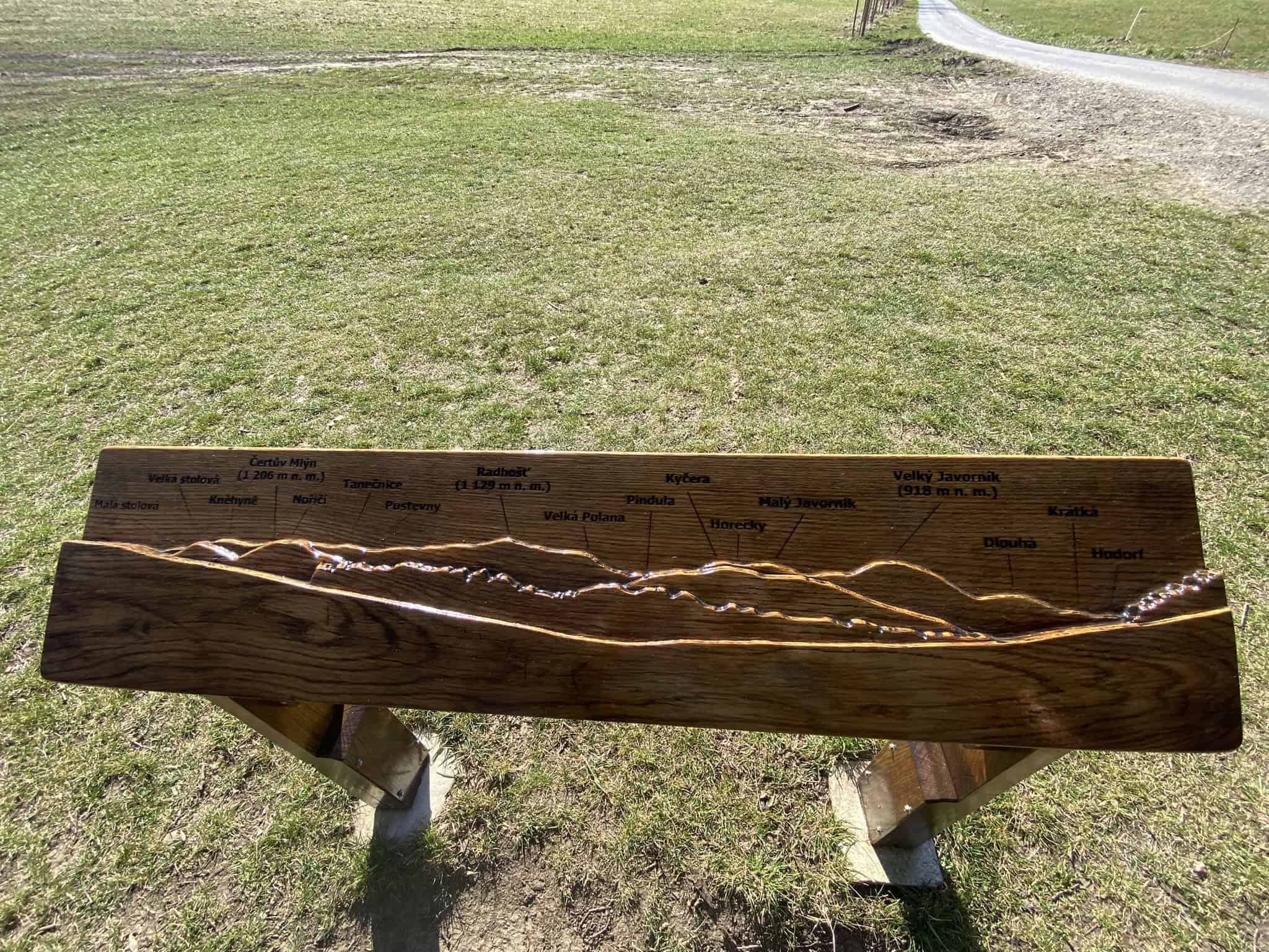 Takhle se má dělat turistická infrastruktura - nádherně vyřezávané panorama popisující, jaké kopce před sebou vlastně máte.